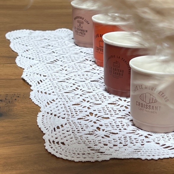 Set of 2 Rectangle White Cotton Knit Doily Tablecloth - Picture 7 of 10